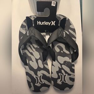 Hurley Monochrome Pattern Flip Flops